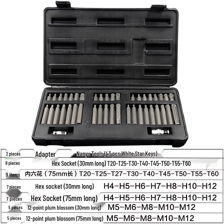 40-Piece Star and Hex Bit Socket Set for Auto Repair and Maintenance