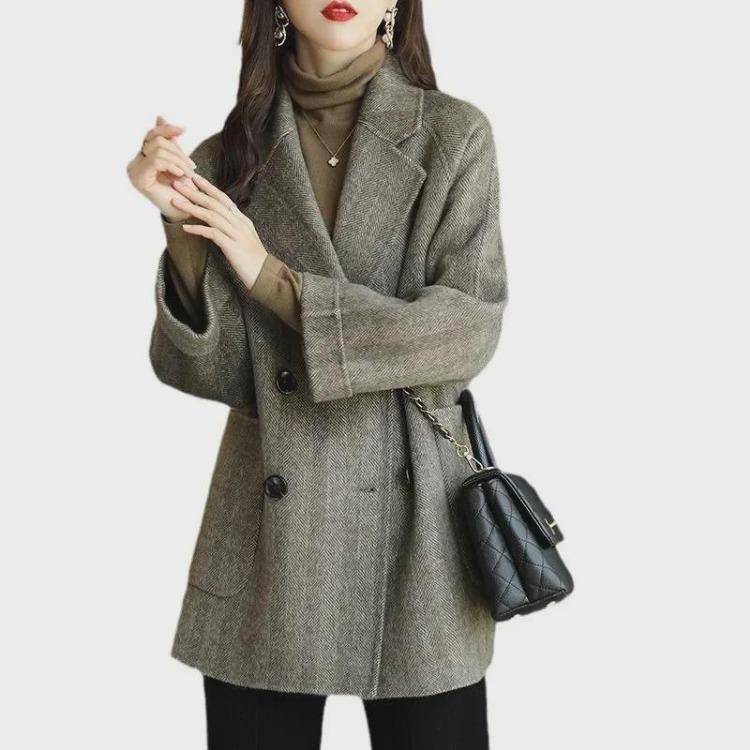 2024 Fashionable Herringbone Wool Coat Autumn Winter Versatile Slim Loose Timeless