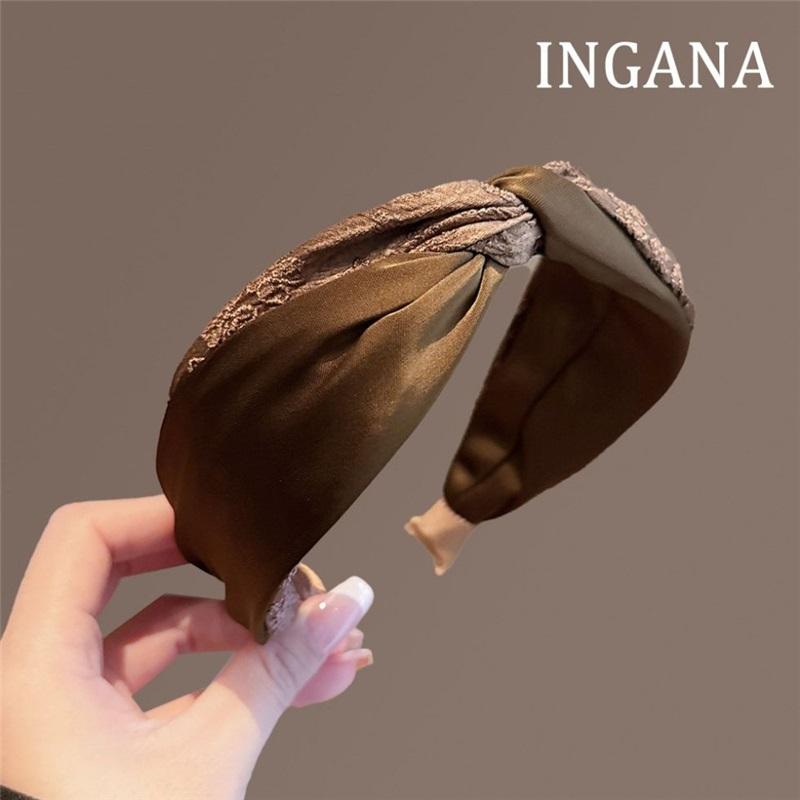 Coffee Knotted Wide Headband Embroidery Jacquard Anti Slip Hair Hoop Fashion Women Daily Hair Accessories
