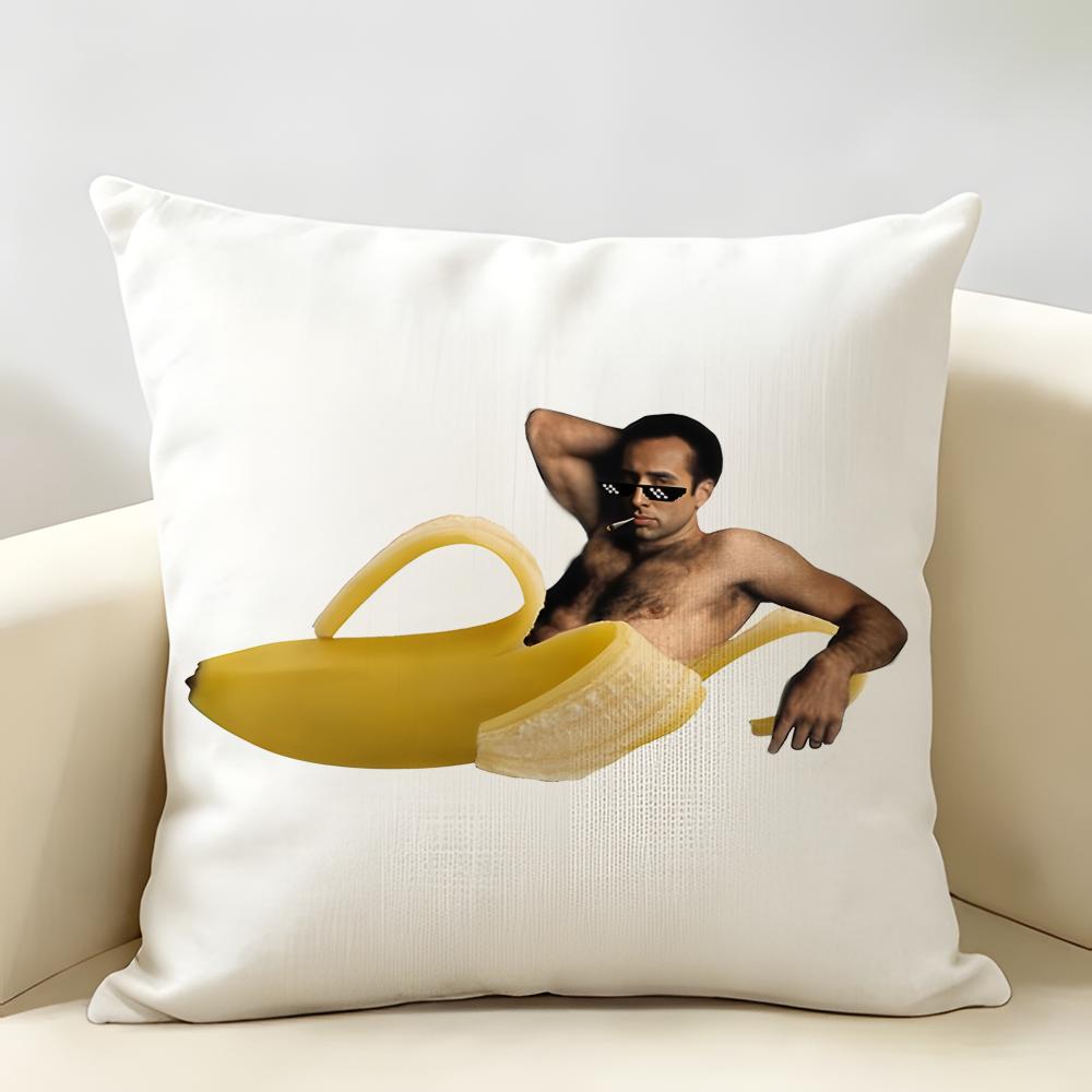NNicolas Cage In Einem Bananen-Kissenbezug Natürliches Leinen Bio-Stoff Beidseitiger Druck Raum Sofa Dekor Kissenhülle