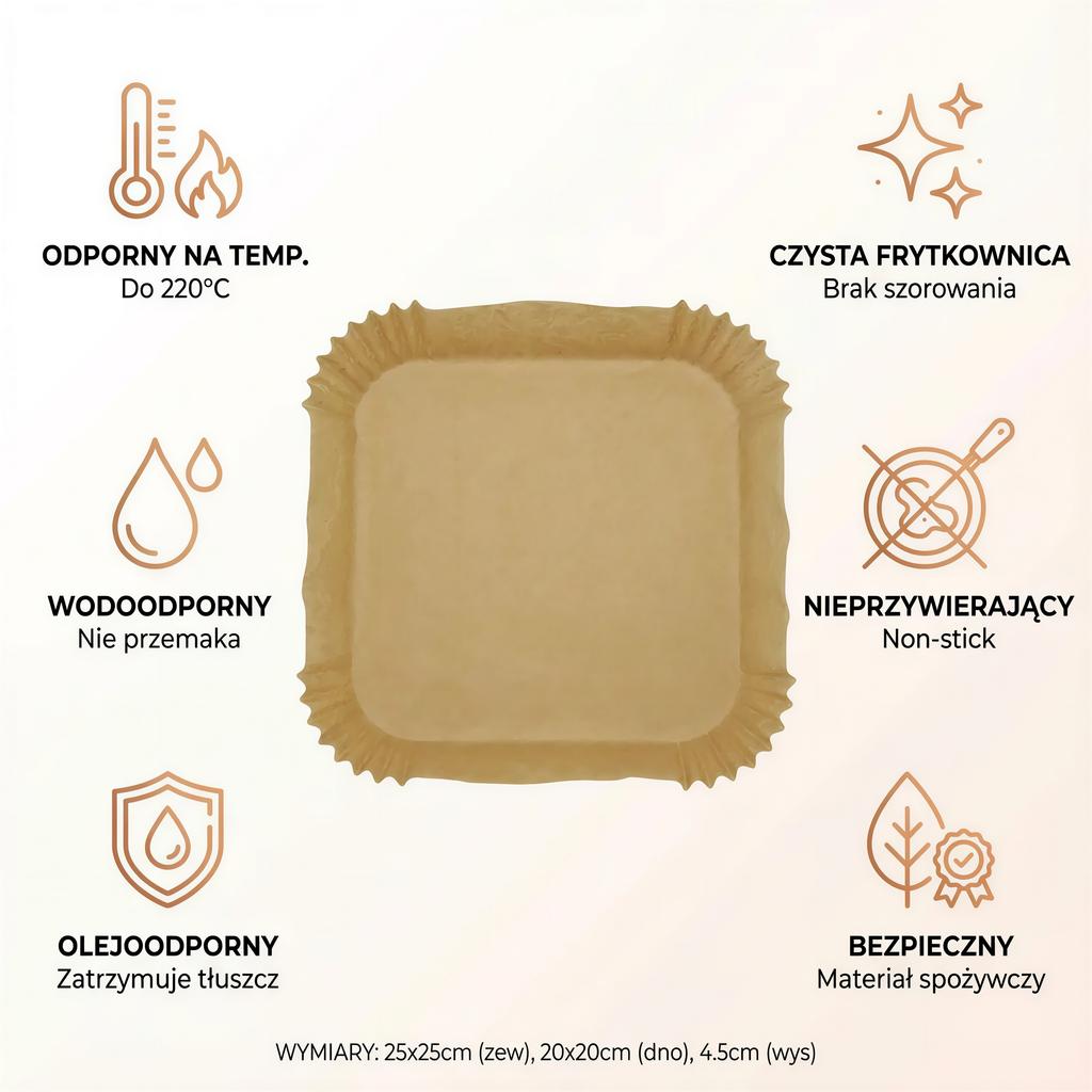 PAPER AIRFRYER BAKING LINERS LARGE SET 250 pcs 20×20 CM