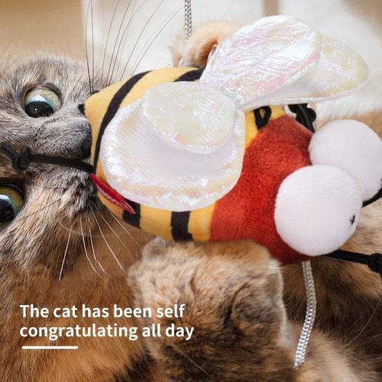 1 Set Cat Teaser Toy Vivid Exquisite Relieve Boredom Bee Shape Pet Cat Plush Squeaky Toy Pet Supplies