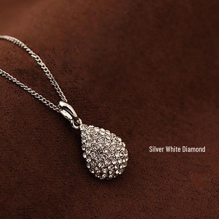 

Элегантное кристальное каплевидное ожерелье серебряный