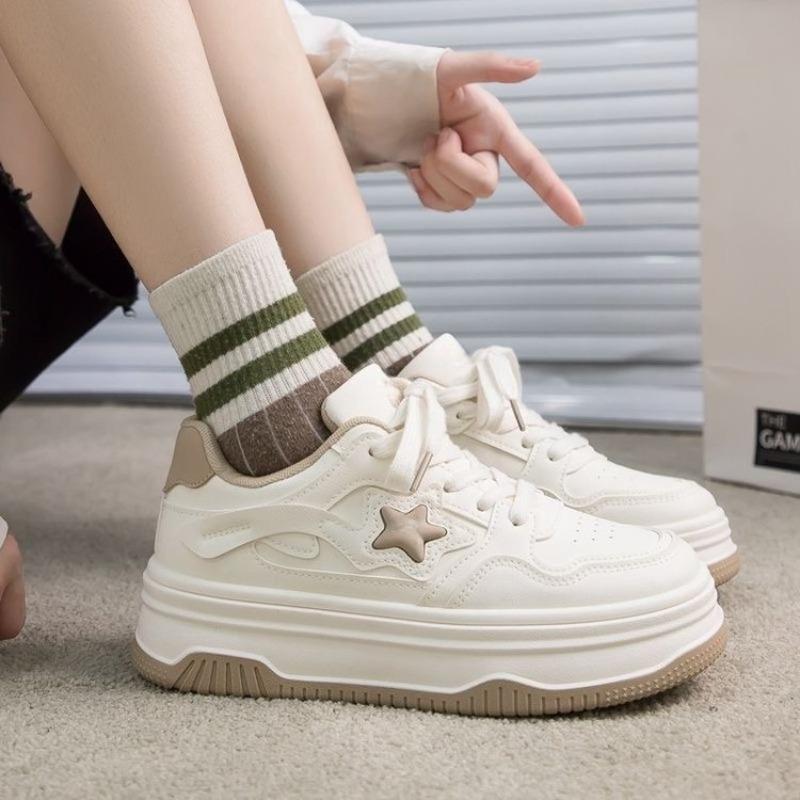 Thick-soled Color-matching Star Board Shoes Autumn New Versatile Lace-up Little White Shoes INS Trendy Student Casual Shoes