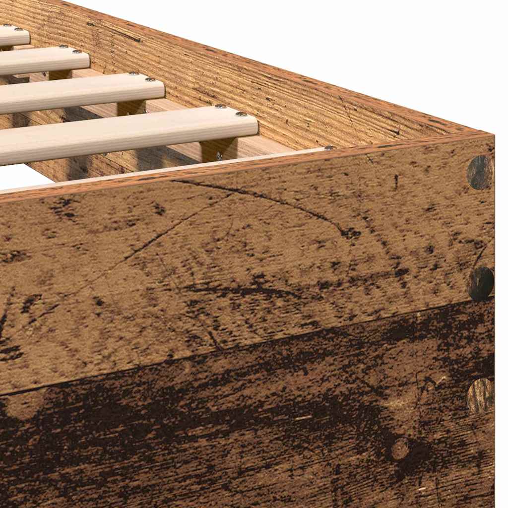 Bed Frame with Headboard Reclaimed Wood Look 193 x 125 x 70 cm Wood Based Material