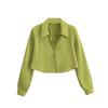 Kaslead Fashion Style Silk Satin Texture Long Sleeves Shirt