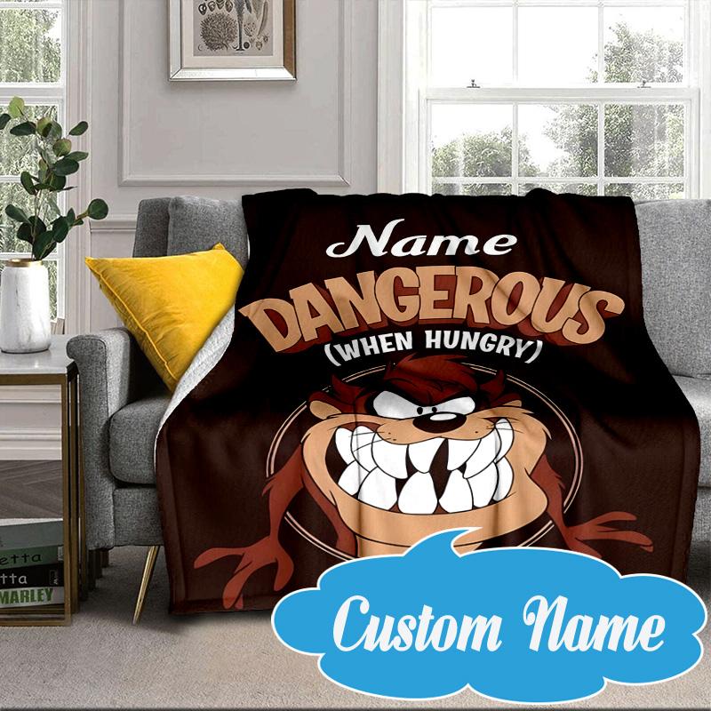 Custom Name Troublemaker Taz Devil Blanket bed sofa Blanket Flannel Blanket for Camping, Hiking, Picnic Essentials,gift for Fan family