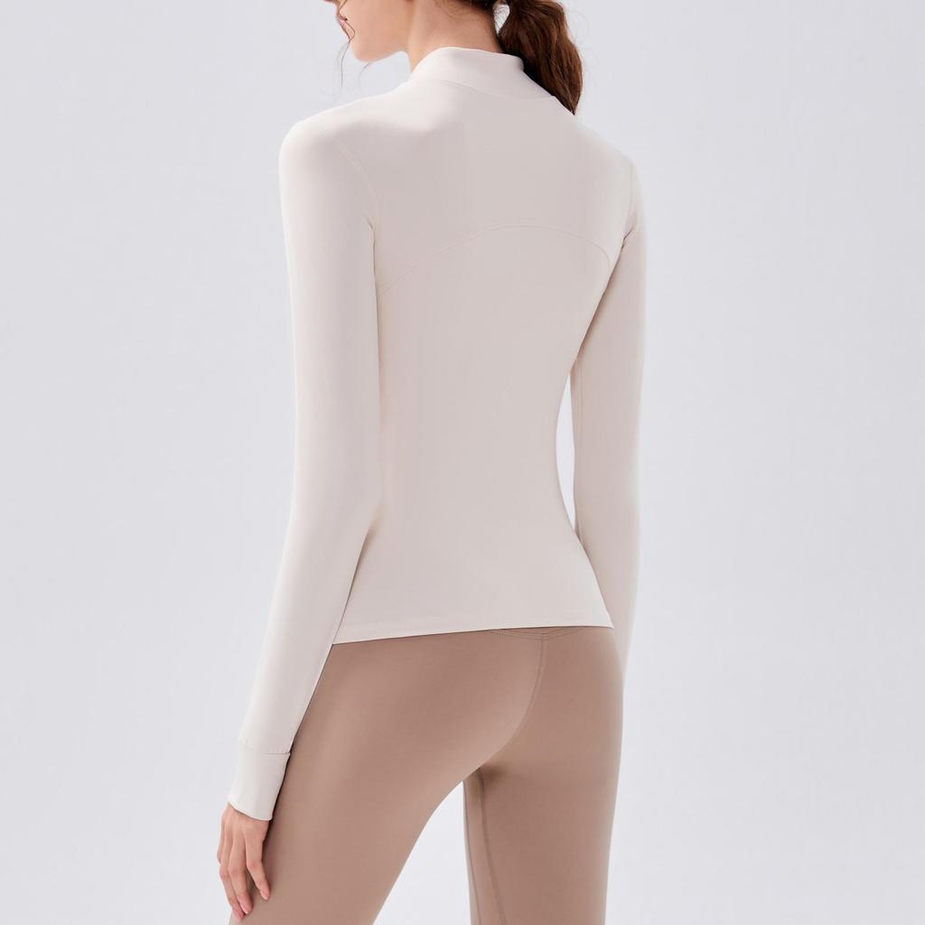 Samt-Reißverschluss Langarm Yoga- und Fitnessjacke für Herbst/Winter Training & Radfahren