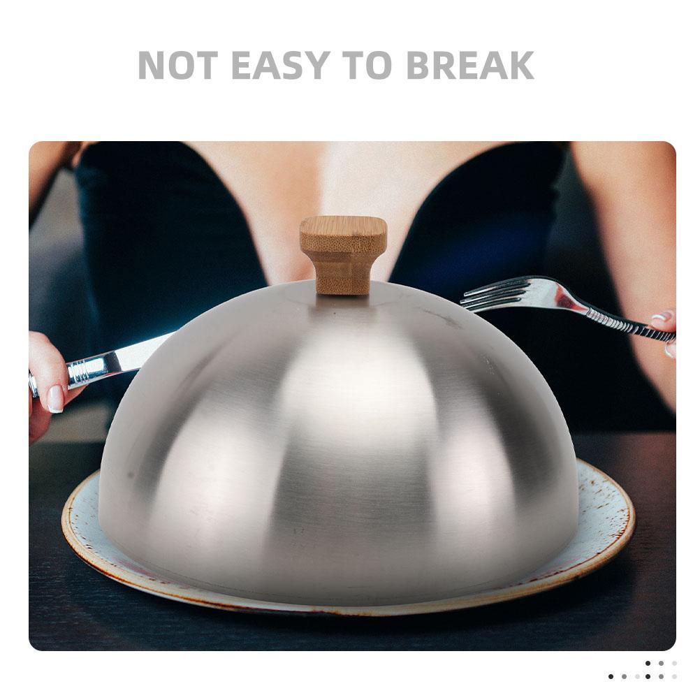 Stainless Steel Food Protector Round Cover Insect-Proof Anti- -Keeping Kitchen Supply Wood Fruit Bowl