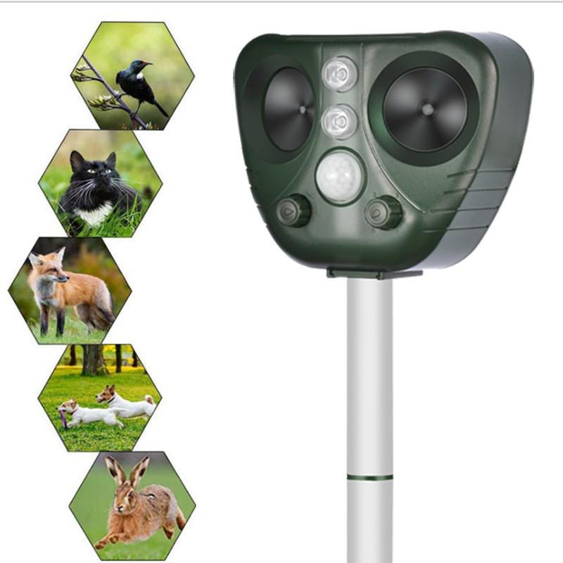 Solar Multi-functional Ultrasonic Pest Repeller for Dogs, Cats, Birds, and Insects with Strobe Light Multi-functional Repeller