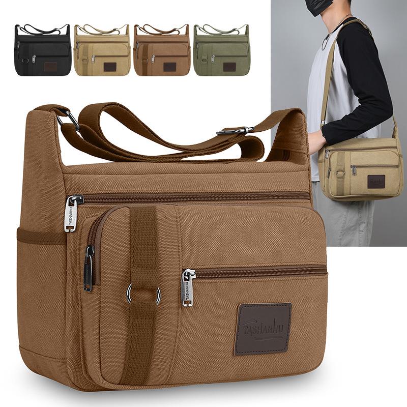Durable Canvas Crossbody Bag with Multiple Pockets – Stylish & Practical Shoulder Bag for Men and Women