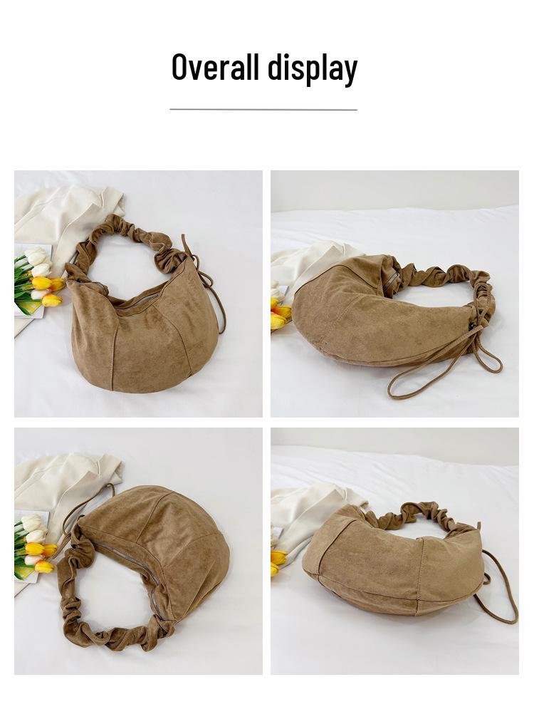 Korean Fashion Pleated One-Shoulder Tote: Versatile, Large Capacity Drawstring Dumpling Bag