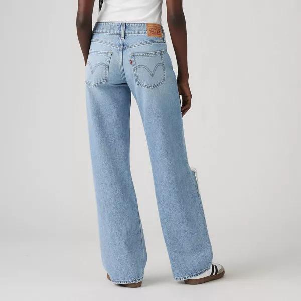 Vintage Blue Ripped Jeans Women Y2k Grunge Oversized Washed Denim Trousers Retro Fashion Straight Baggy Streetwear Jeans