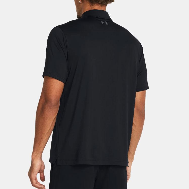 Under Armour Solid Logo Breathable Casual Short Sleeve Polo Shirt Men tops Black 1383714-001