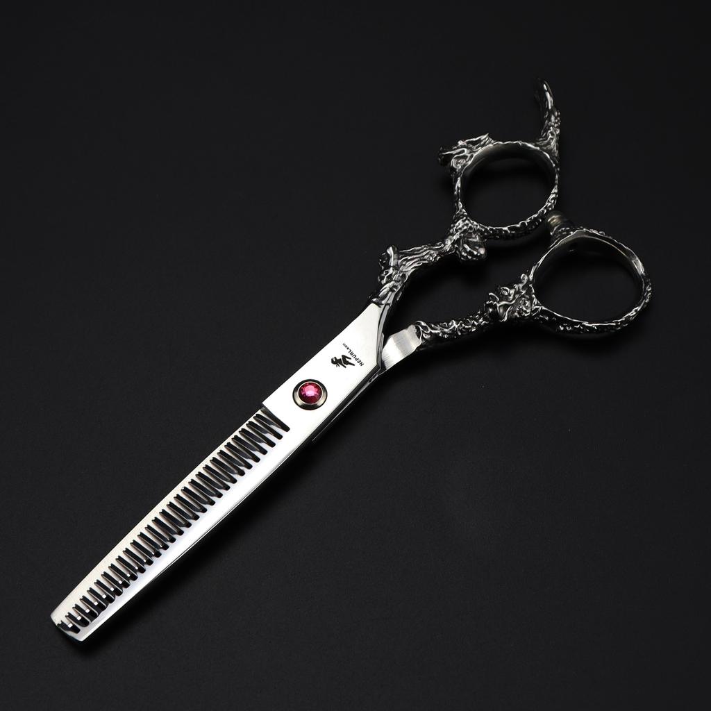 6.0 Inch Silver Monster Dragon Handle, Hair Scissors, Hair Scissors, Flat Scissors, Bangs Scissors, Tooth Scissors, Thin