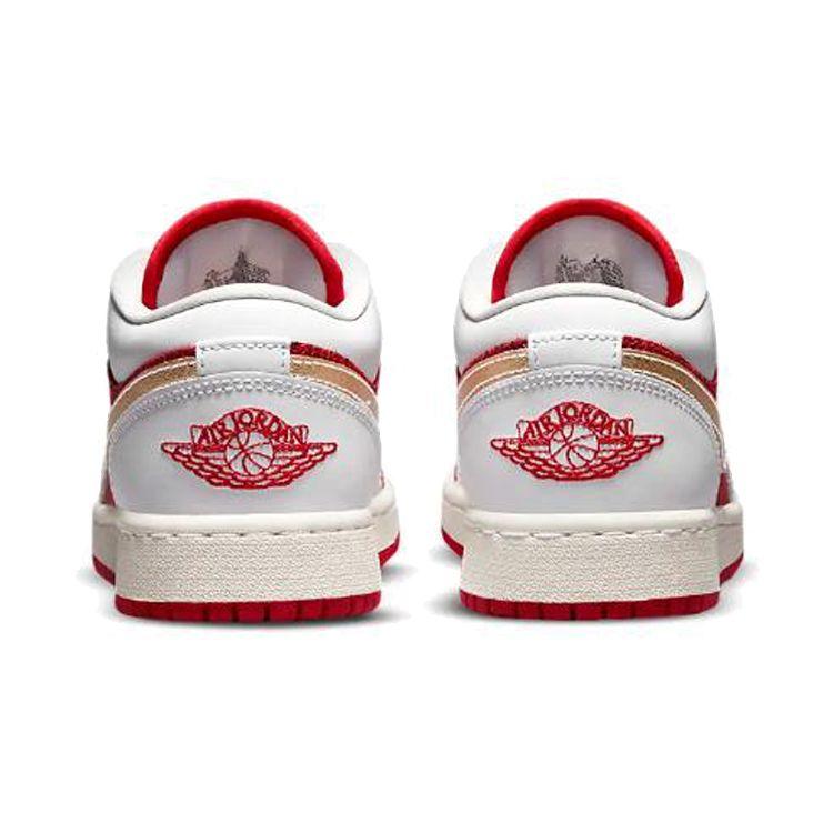 Air Jordan 1 Low SE GS Spades Kids Sneakers White University-Red Metallic-Gold DJ5186-100