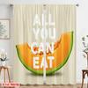 2pcs 2D flat printing Party Curtains Melon All You Can Eat 100% Polyester Without Electricity Festive Holiday for Holiday