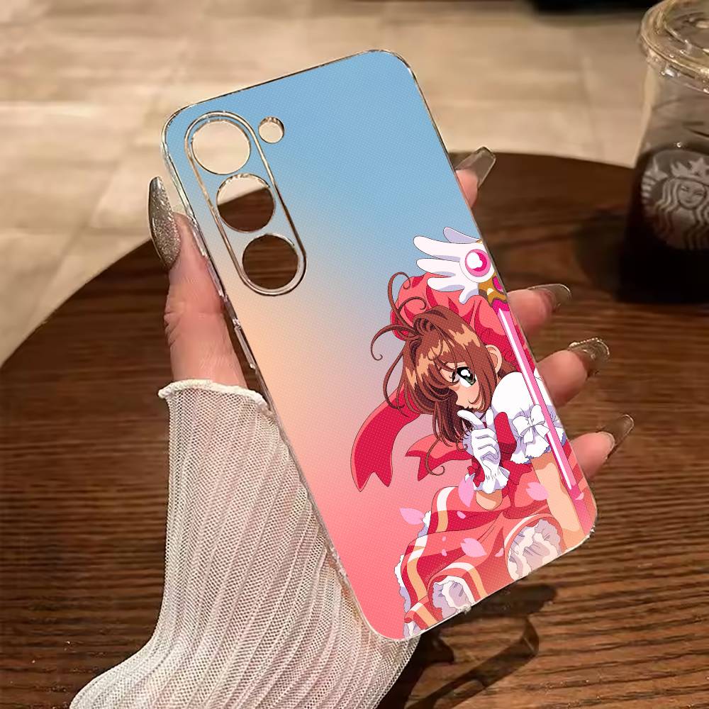 Anime-Karten-Mädchen-Sakura Handyhülle für Samsung Galaxy A71, A70, A52, A51, A40, A30 Transparente Hülle