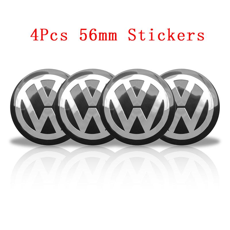4Pc 55mm 56mm 60mm 65mm Car Wheel Center Hub Cap Rim Cover Stickers For Volkswagen VW GTI R-Line R Polo T5 Golf Passat Scirocco