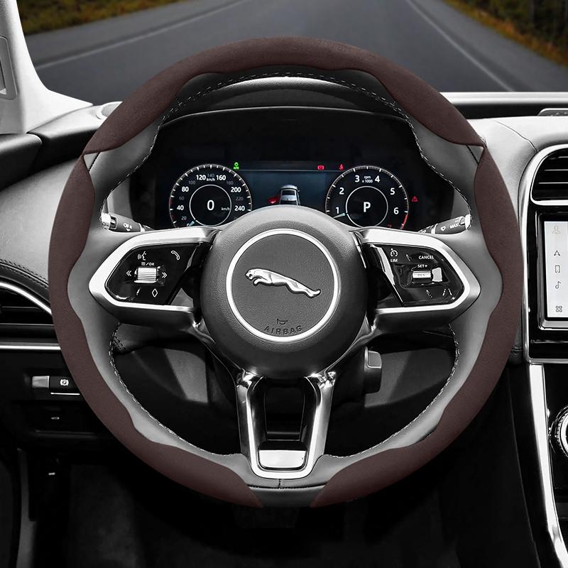 vcxja9 Suitable for Jaguar Anti-Slip Buckle Segmented Suede Steering Wheel Cover Suitable for Xf X250 Xe E Pace F Xj I 