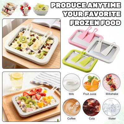 Rolled Ice Cream Maker, Non,Electric Ice Cream Roll Maker Machine, DIY Yogurt & Sashimi Dessert Maker With Fast Freezing Coolant, Easy To Use & Wash