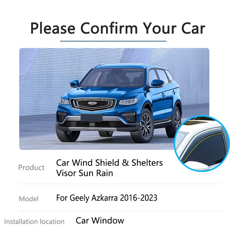 Window Visor For Geely Azkarra Atlas Pro Emgrand X7 Sport Boyue NL-3 2016~2023 Sun Rain Protector Deflector Guards Awning