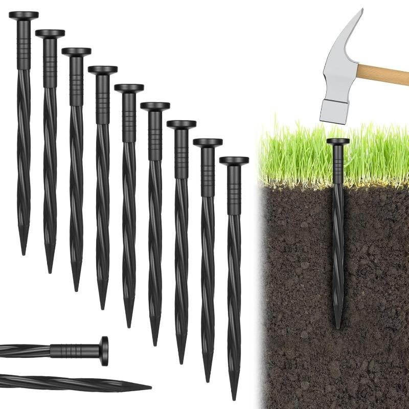 10/50pcs Plastic Lawn Stakes Garden Netting Ground Stake Paver Edging Weed Barriers Grass Stone Partition Nails Plant Support