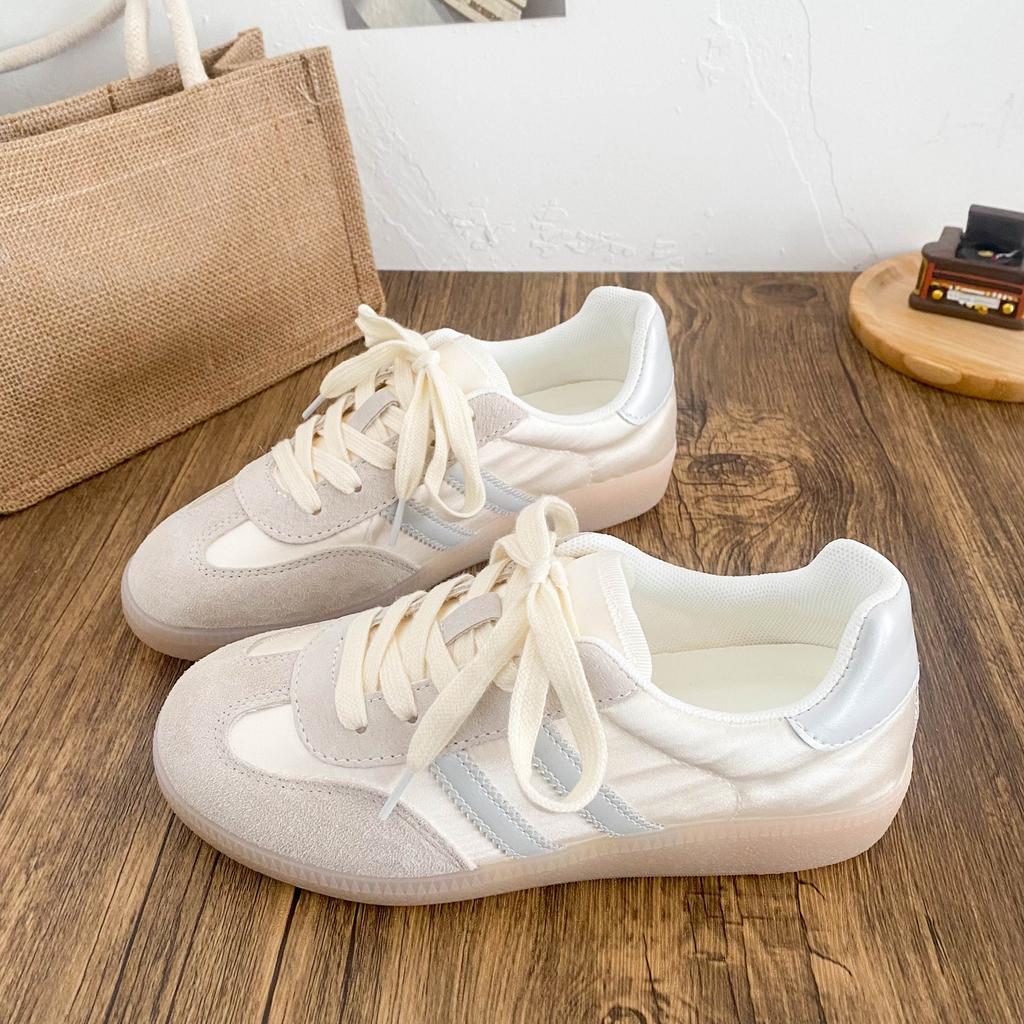 With skirt German training shoes women's summer breathable thin popular lightweight flat baseplate shoes retro board shoes casual little white shoes