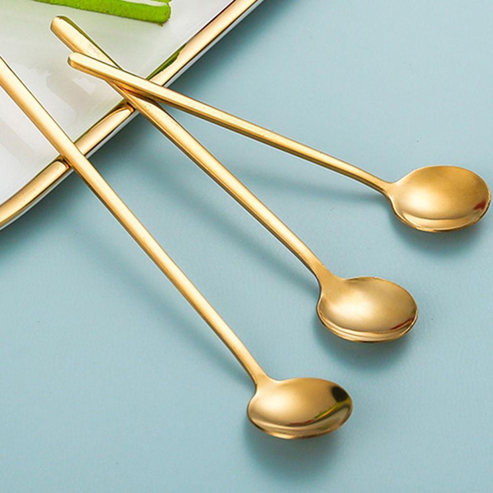 Gold Small Ice Cream Sugar Soup Tableware Dessert Spoon Stirring Spoon Coffee Spoon Teaspoon