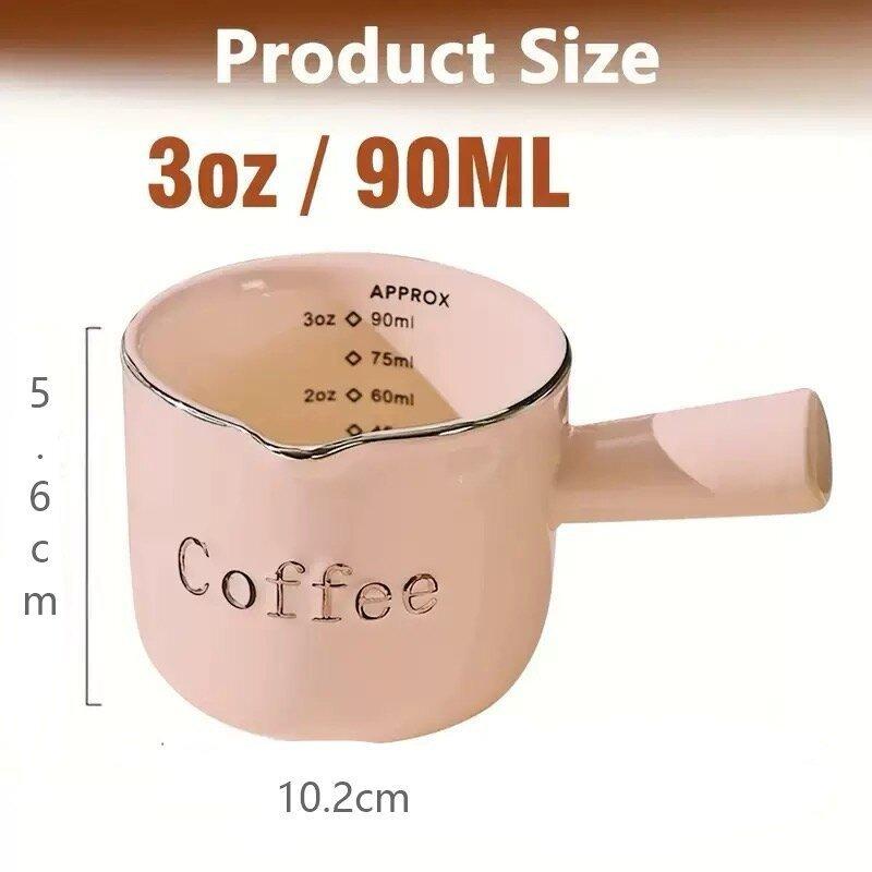 

Ins High Appearance Coffee Milk Pitcher With Scale Espresso Cup Ceramic Measuring Milk Pot рожевий
