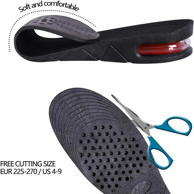 1Pair 7cm Height Increase Insoles 4 Layer Air Insert Lift Pad for Men and Women Absorbant Foot Pads Adjustable Cut Shoe Cushion