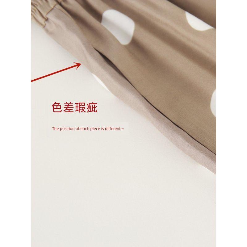 Micro Flaw Special Price ~ Blue Rose Plus Size Women's Silk Twill Casual Cropped Pants Classic Polka Dot Print Baggy Pants