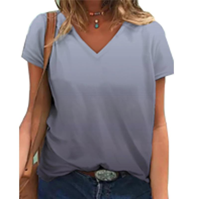 BITCED Women's Fashion Casual Short Sleeve V-Neck Blouses & Shirts