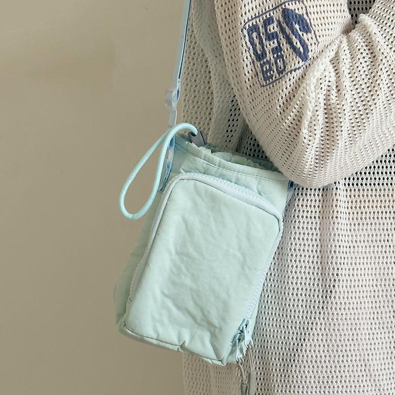 Бутылка для воды, сумка через плечо, сумка для бутылки для воды, однотонная нейлоновая сумка через плечо для телефона, уличная портативная сумка через плечо синий