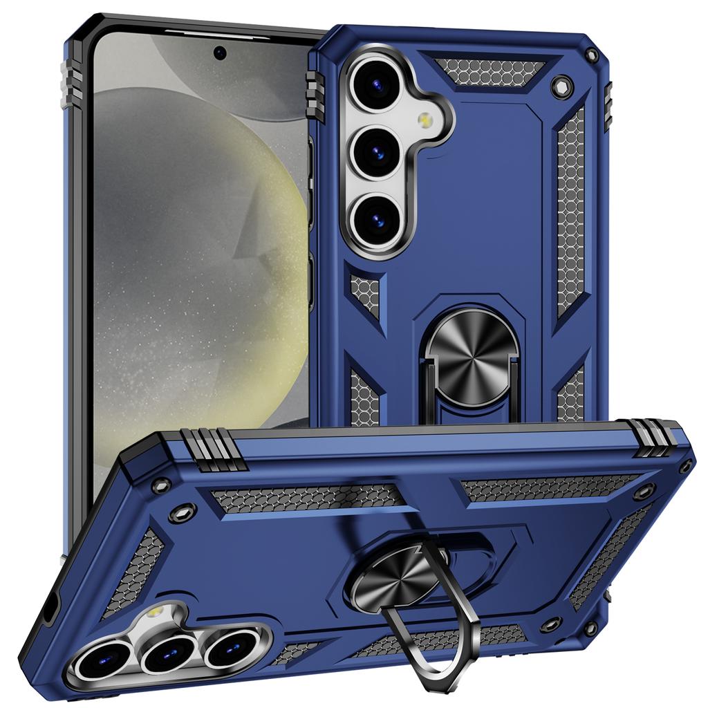 For Samsung Galaxy S25 Case PC+TPU Phone Cover with Rotary Ring Kickstand