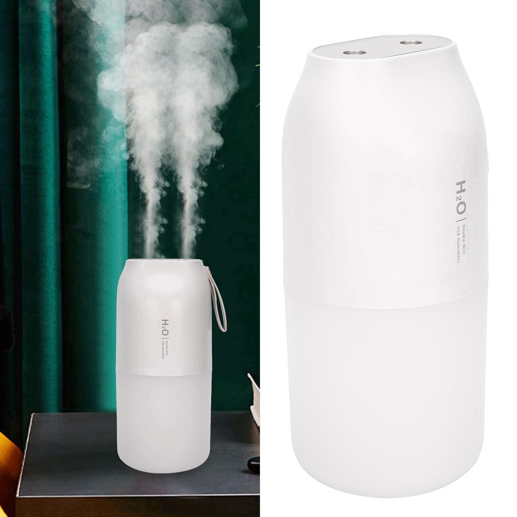 300ml Double Spray Humidifier Diffuser USB Charging Nanometer Atomization 2 Gears Night LightWhite