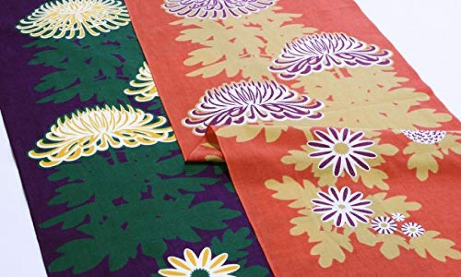 Dyeing Anbo Tenugui Authentic Dyed Cotton Tokuoka Made In Japan 35cm X 100cm "KIKU Vermilion" 100%