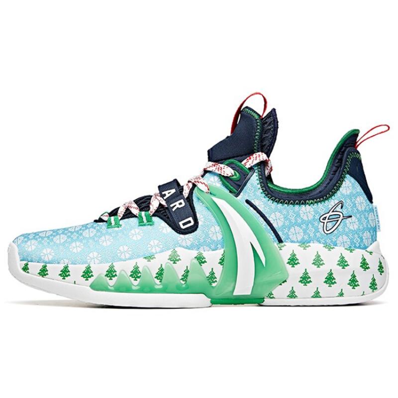 Anta GH2  Рождественские  Амортизирующие Нескользящие и Износостойкие Низкие Баскетбольные Кроссовки Зеленые Синие Белые Сникеры 45