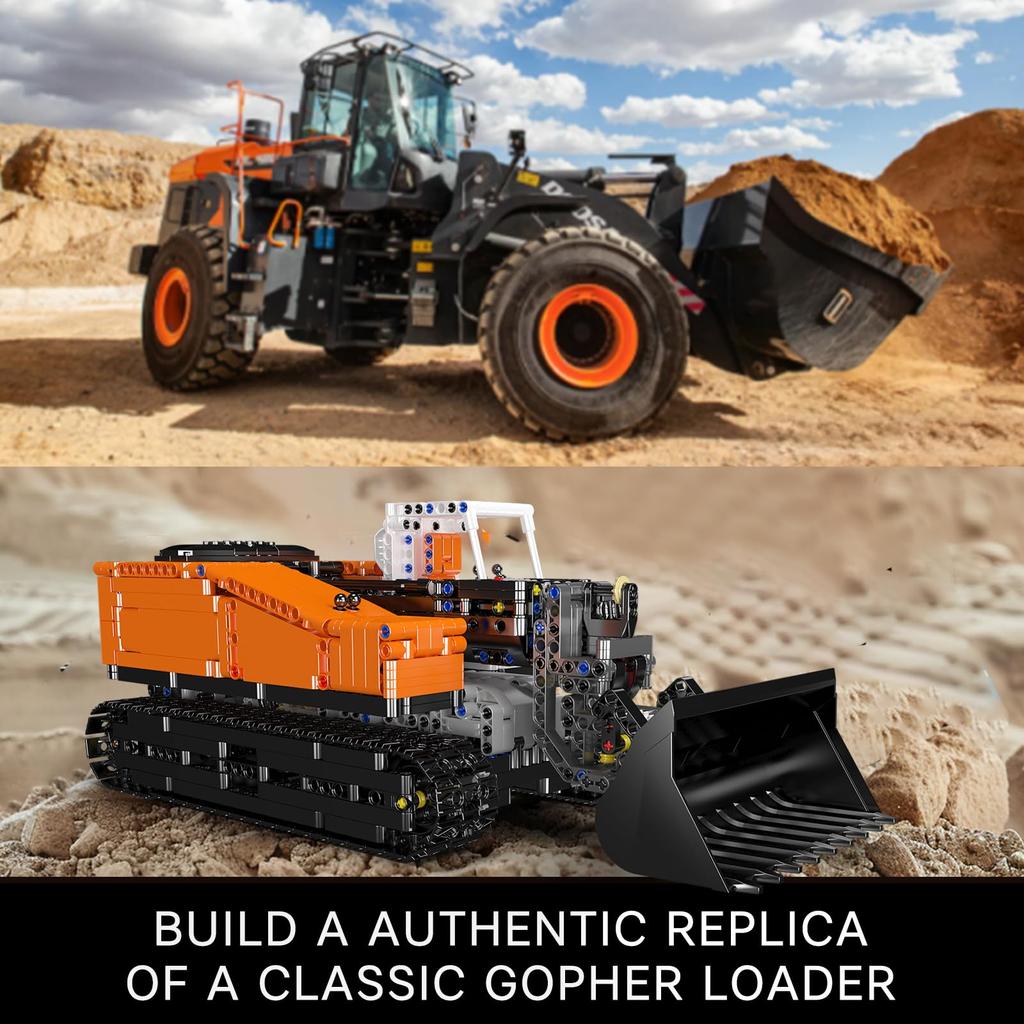 Mould King 17054 Technic RC Mongoose Loader MOC Electric Bulldozer Heavy Construction Vehicle Mine Loader Technology Building Kit Tractor - (1423+