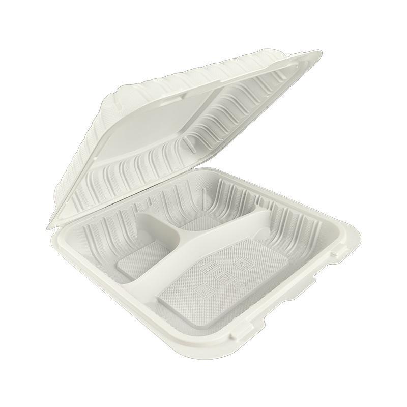 5Pcs Disposable Clamshell Food Container 3 Compartment Lunch Box Leakproof Microwavable Takeaway Box For Restaurant Meal Prep