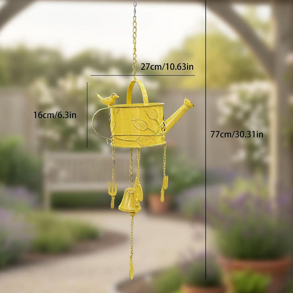 Watering Can Metal Wind Chime Decorative Ornament Unique Hanging Display Windchime for Home Yard