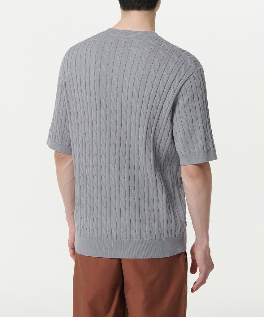 MUSINSA STANDARD Cable Crew Neck Short Sleeve Knit [Gray]