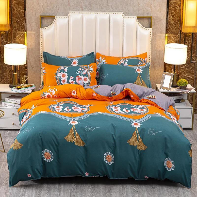 

Cartoon Print Home Bedding Set Queen Soft Comfortable Duvet Cover Set with Sheets King Szie Quilt Covers Pillow Cases Bed Linens Flat Bed Sheet&1.2m 3 pcs set