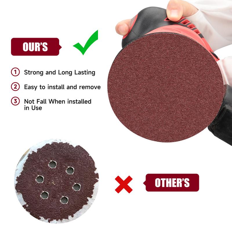 100Pcs 6 Inch Sanding Discs No Hole Hook and Loop, Dry Wet Sandpaper for Orbital Sander, Sanding Pads for Metal Car Wood