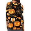 Women's Fashion Casual Three-quarter Sleeve Halloween Printed Round Neck Top