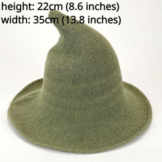 Женская складная вязаная шляпа-ведро, шляпа волшебника для маскарада, хип-хоп, вечеринка на Хэллоуин зелёный