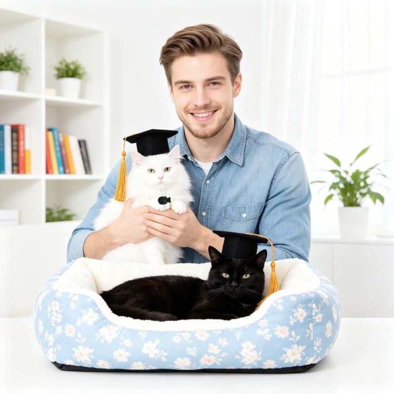 Nonwoven Graduation Hat for Small Companion Animals, Mini Hanging Accent with Sliding Stretch Tie Design for Photos