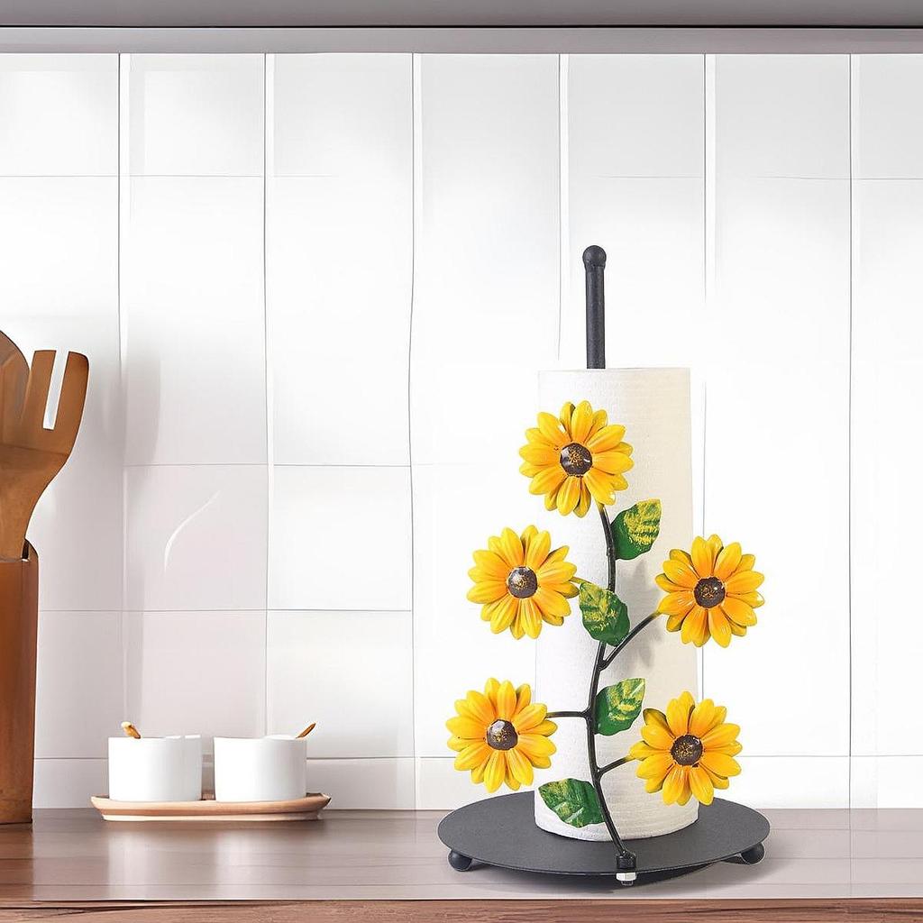 Metal Art Sunflower Paper Towel Holder Kitchen Decorative Accessories Room Living Room Butterfly 3D Paper Towel Holder