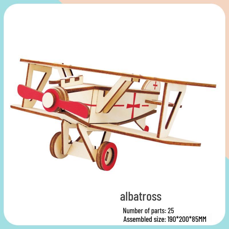 Children's Handmade Wooden Airliner Model 3D Puzzle Educational Toy