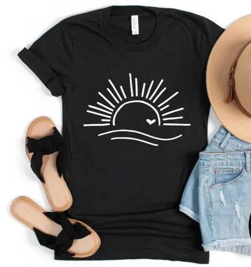 Cute Sunshine Shirt Minimal Sun Beach Summer Tee XL